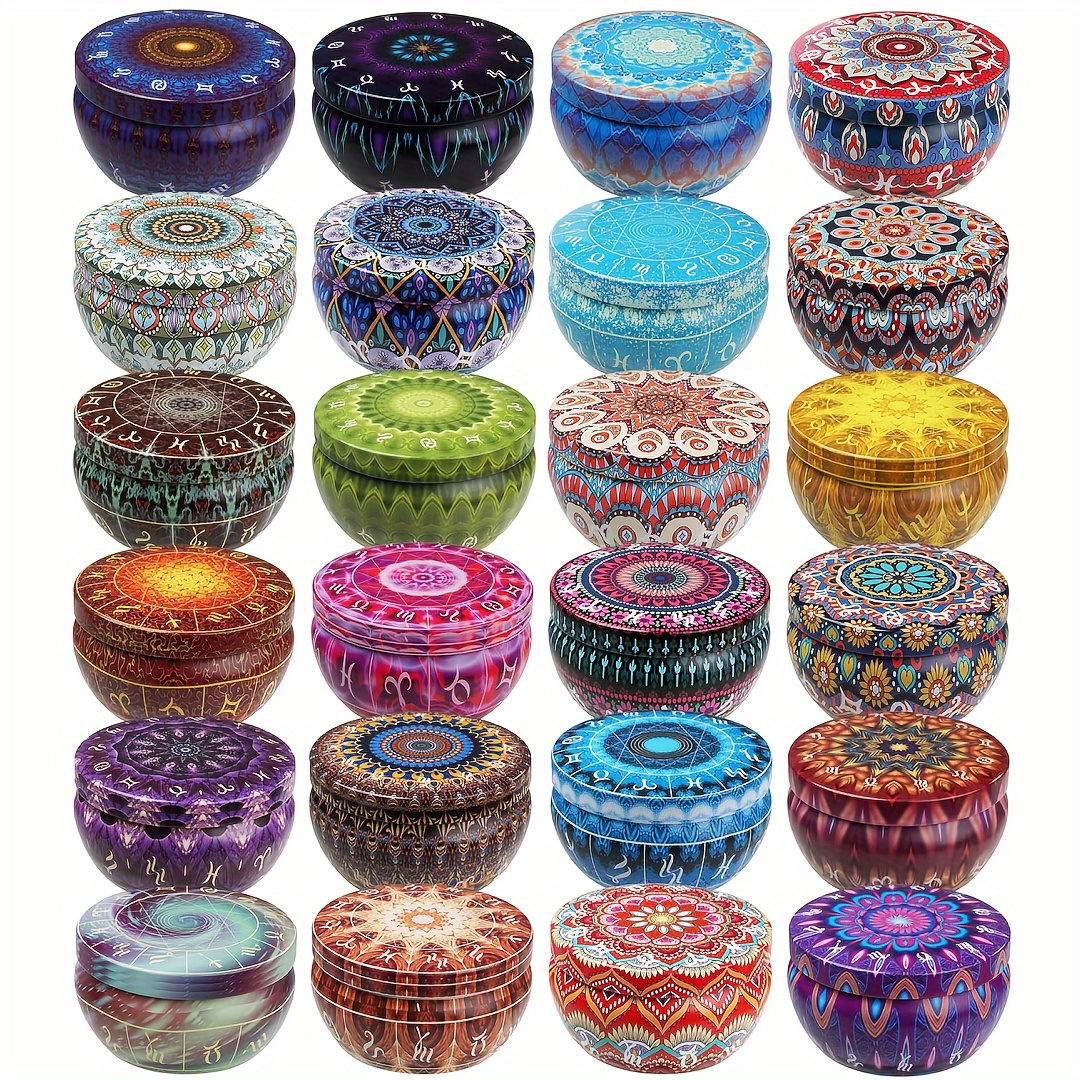 Candle Making Vessels - 12pcs Premium Floral Printed Candle Tins