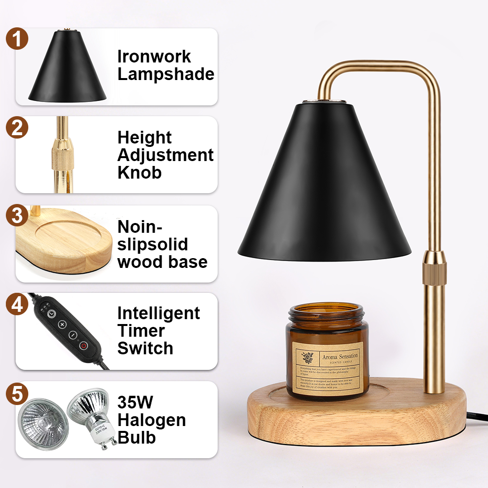 Paraffin Candle Wax - Black Candle Warmer Lamp with Timer