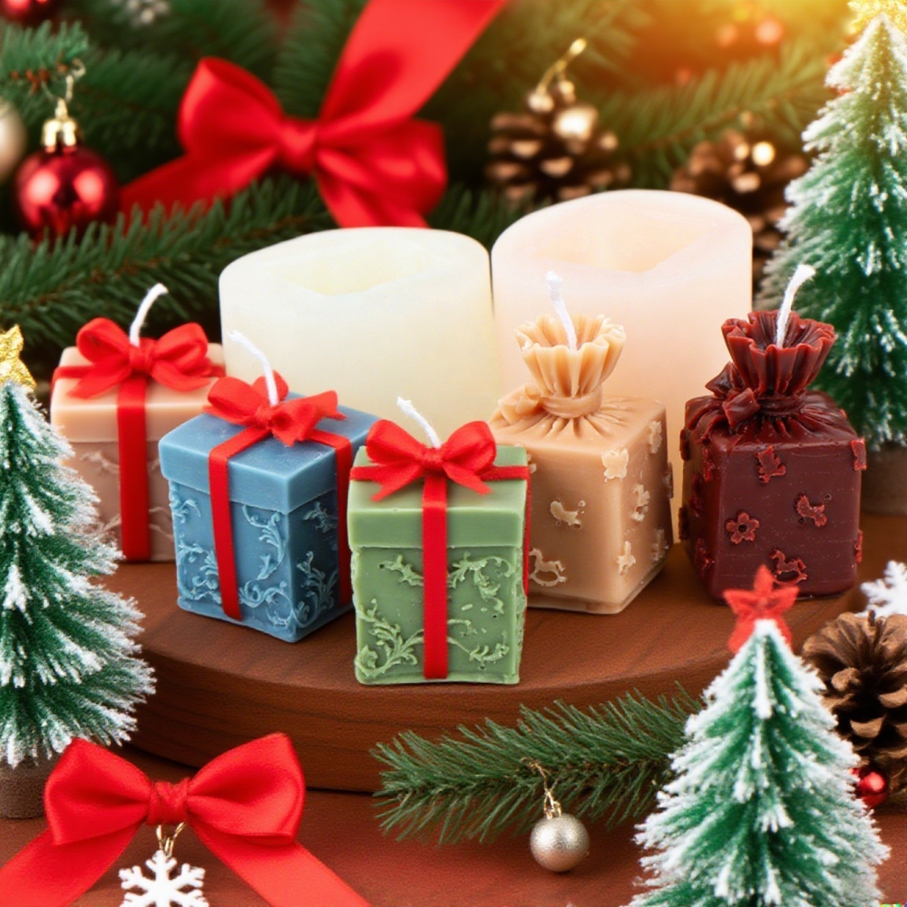 Xmas Candle Making - 3D Xmas Gift Box Silicone Candle