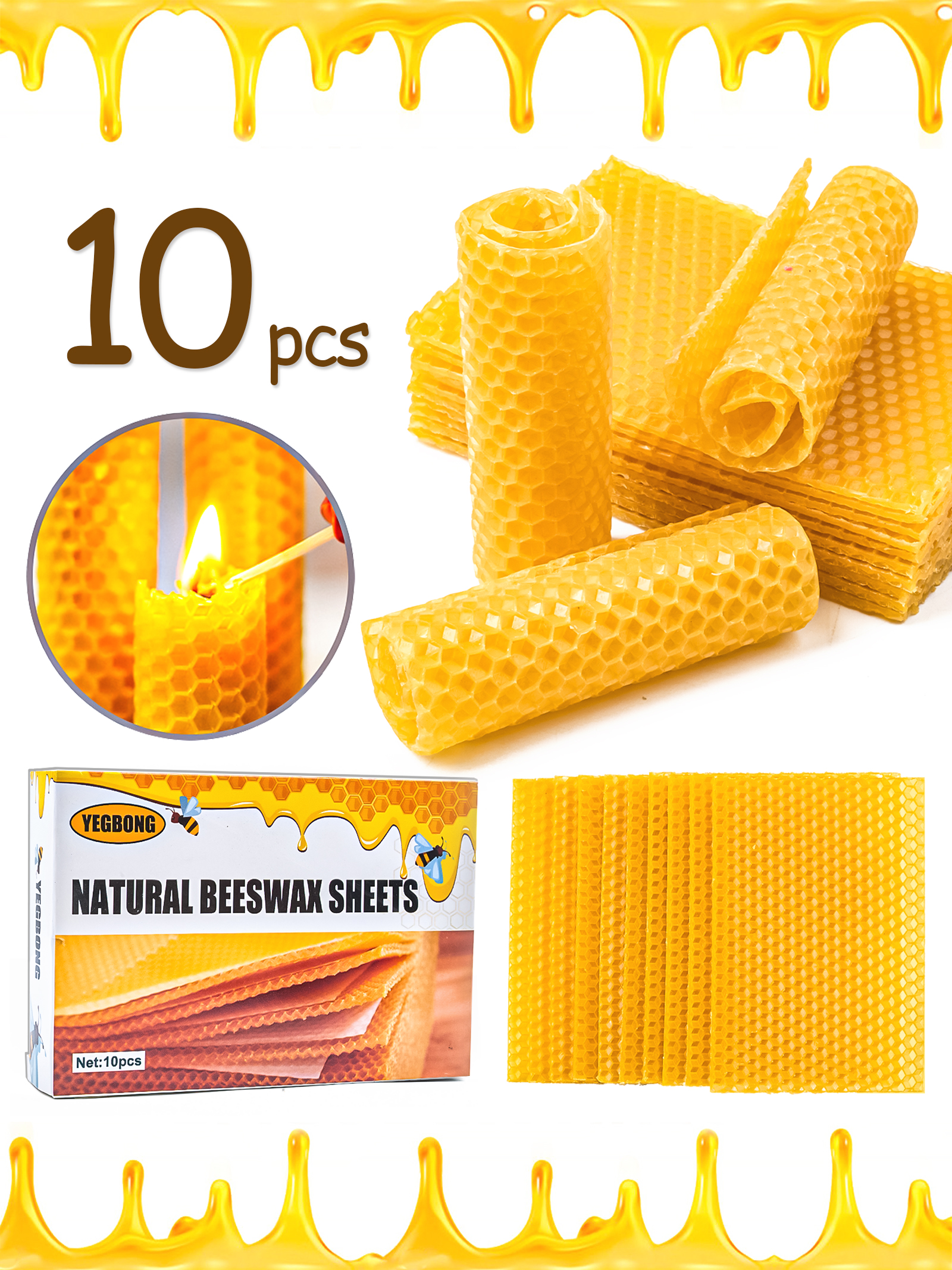 Candle Making Ingredients - 10Pcs Natural Honeycomb Bee Wax Sheets