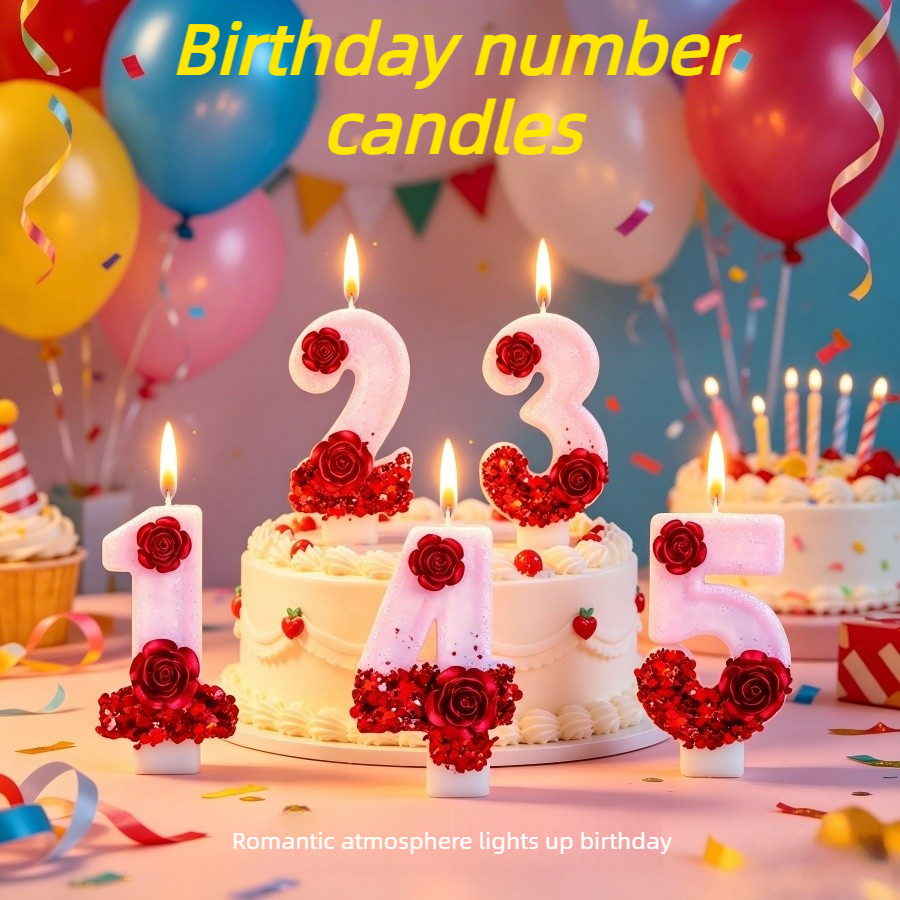 Paraffin Candle Wax - Number Pink Glitter Red Rose Flower