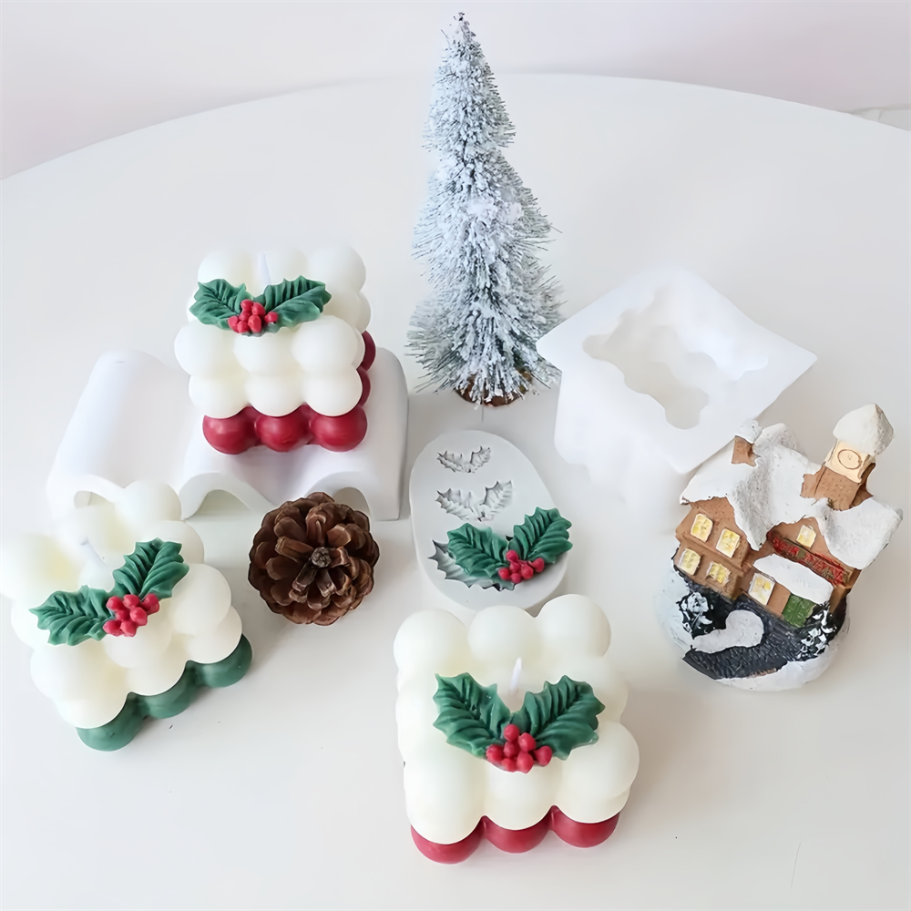 Christmas Holly Leaf Bubble Ca - Xmas Candle Making recension och pris