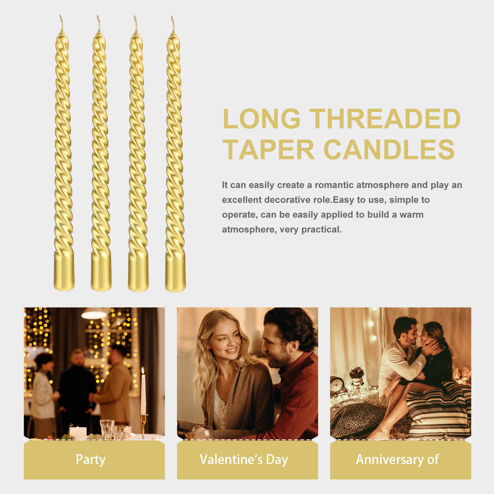 4pcs Threaded Scented Dinner H - Paraffin Candle Wax recension och pris